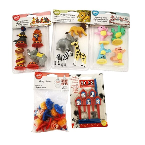 Wilton Cake Toppers Lot 5 Paks Circus Jungle Bears Clowns 101 Dalmatian 1998 New - Picture 1 of 7